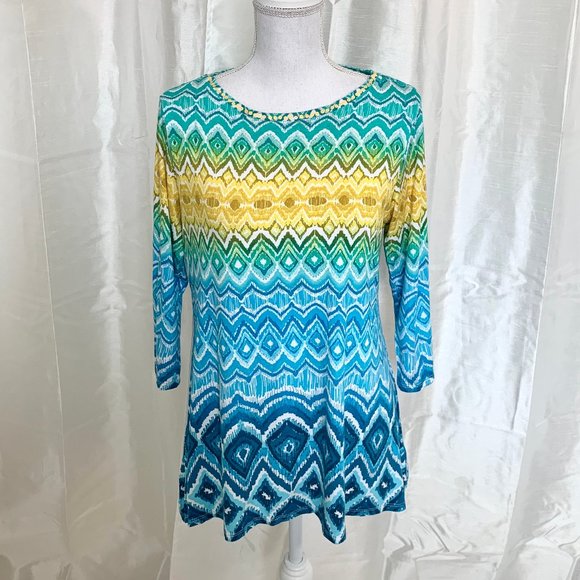 Ruby Rd. Tops - RUBY RD.  COLORFUL PRINT TUNIC TOP   MEDIUM/PETITE